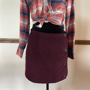 prAna True Wrap Wool Blend Skirt • Plum • Sz 4 • Eco Coquette Office 90s Boho